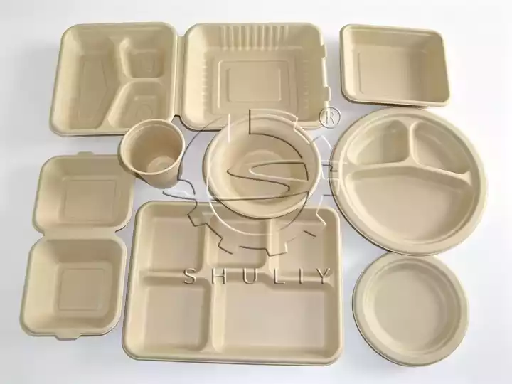Pulp molded food containers and plates